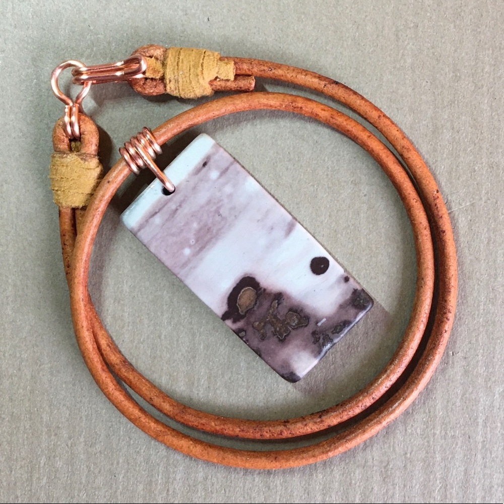 16” Jasper Leather Choker Necklace